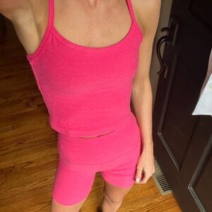 Beyond Yoga Pink Spacedye Tank & Shorts Set